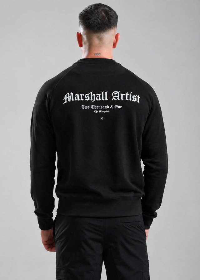 Marshall Artist Sweaters Blue print crew neck - black