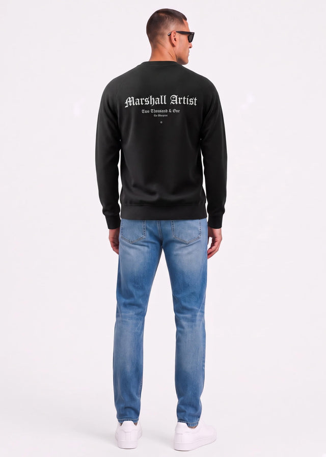 Marshall Artist Sweaters Blue print crew neck - black