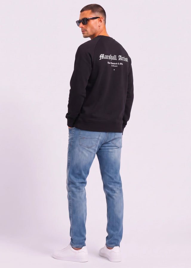 Marshall Artist Sweaters Blue print crew neck - black