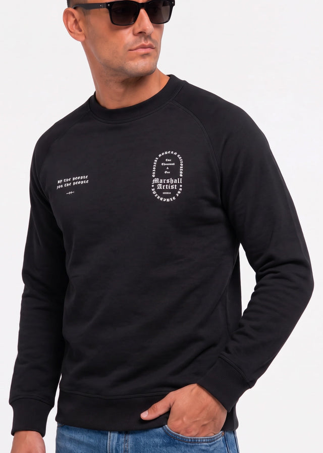 Marshall Artist Sweaters Blue print crew neck - black