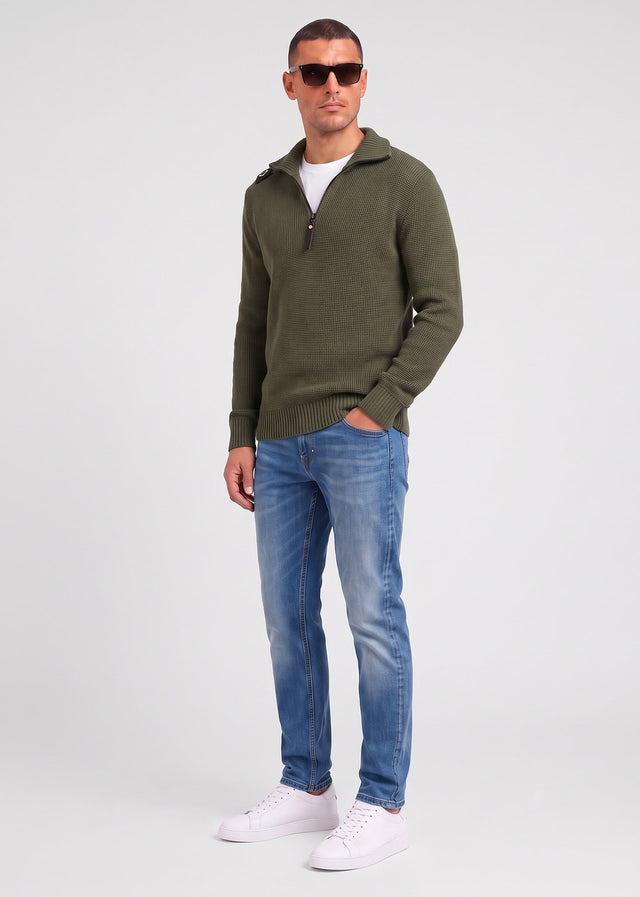 MA.Strum Sweaters Sarl quarter zip sweater - bronze green