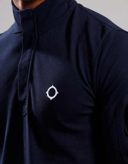 MA.Strum Truien  Ls funnel neck polo - ink navy 