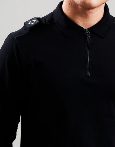 MA.Strum Polo's  Ls jersey zip polo - black 