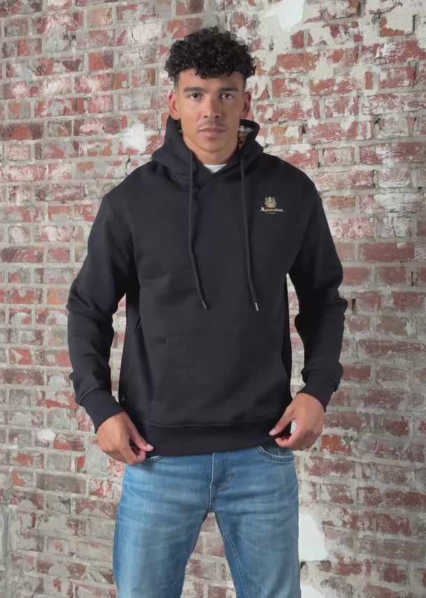 Aquascutum Hoodies Small logo hoodie fleece - black