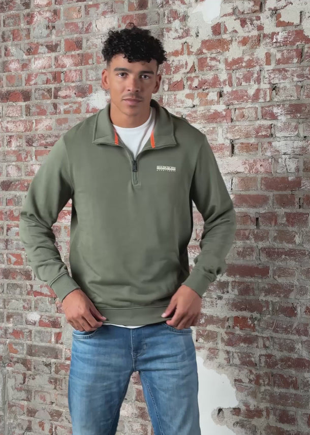 Napapijri Truien Small box quarter zip sweat - tea leaf