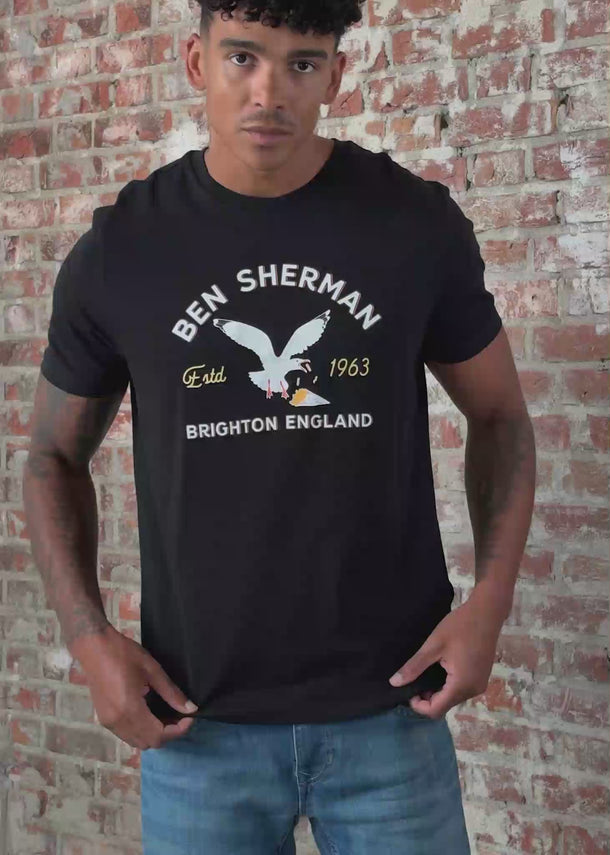 Ben Sherman T-shirts Brighton seagull - black