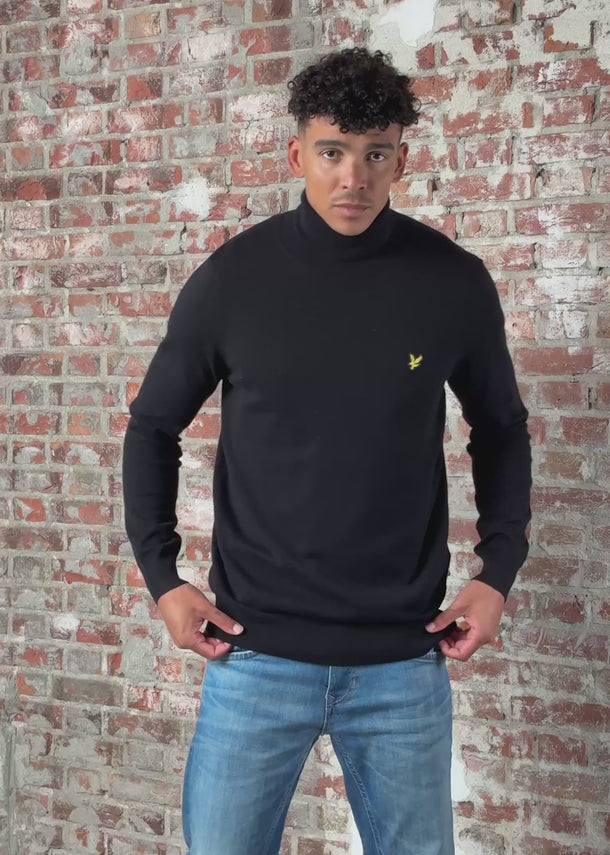 Lyle & Scott Truien Cotton merino turtleneck jumper - jet black