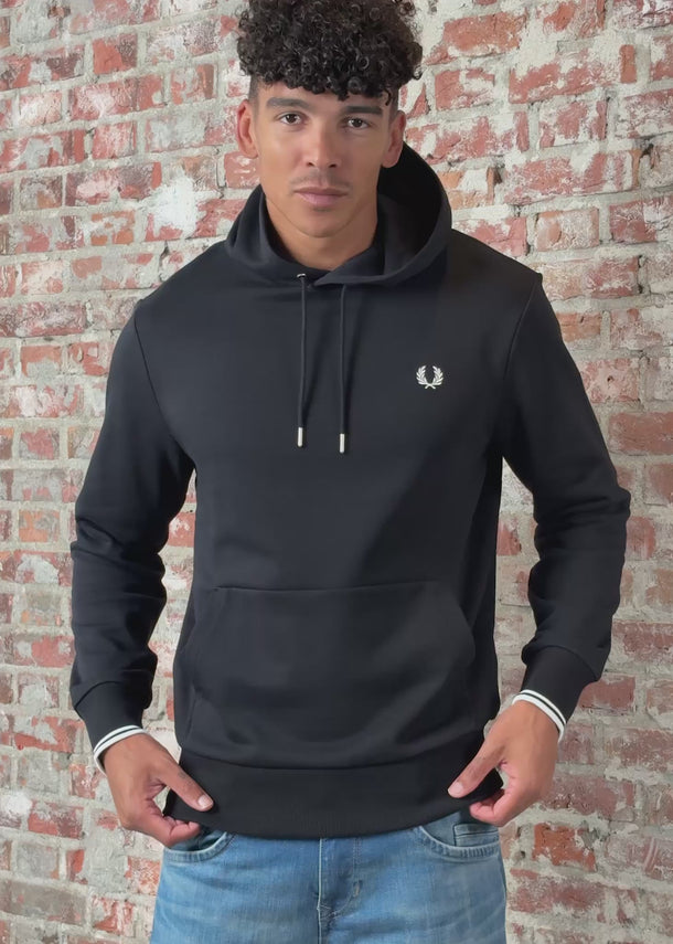 Fred Perry Hoodies Tipped hooded sweatshirt - black