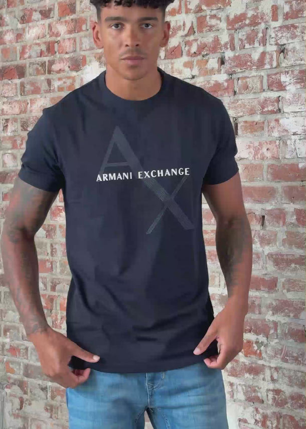 Armani Exchange T-shirts Diagonal logo t-shirt - navy