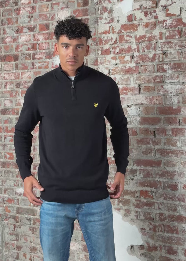 Lyle & Scott Truien Cotton merino quarter zip jumper - jet black