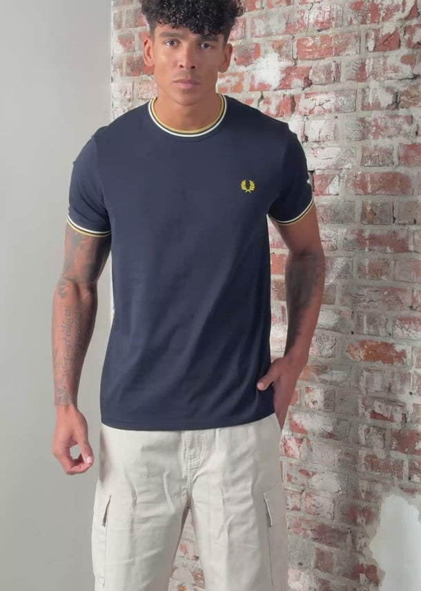 Fred Perry T-shirts Twin tipped t-shirt - navy ecru honeycomb