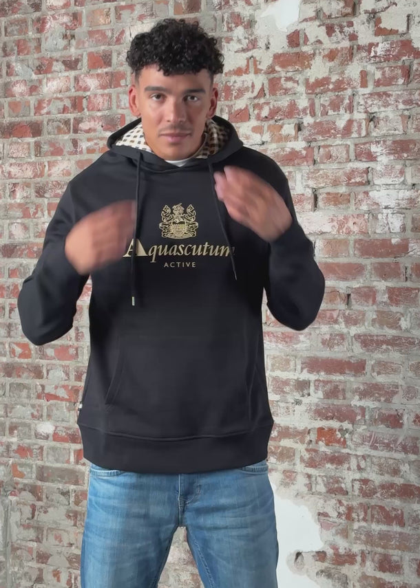 Aquascutum Hoodies Big logo hoodie fleece - black