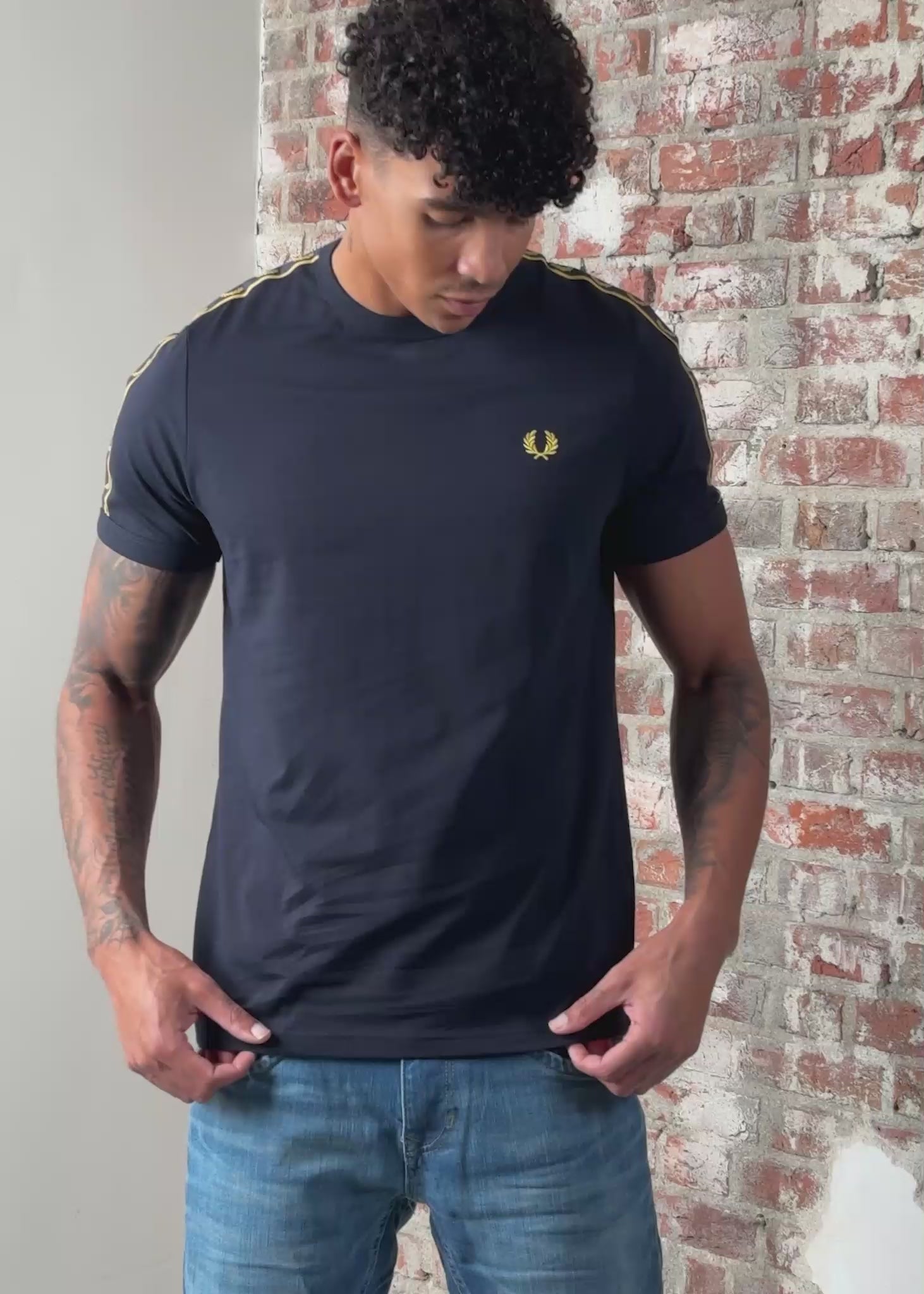 Fred Perry T-shirts Contrast tape ringer t-shirt - navy honeycomb