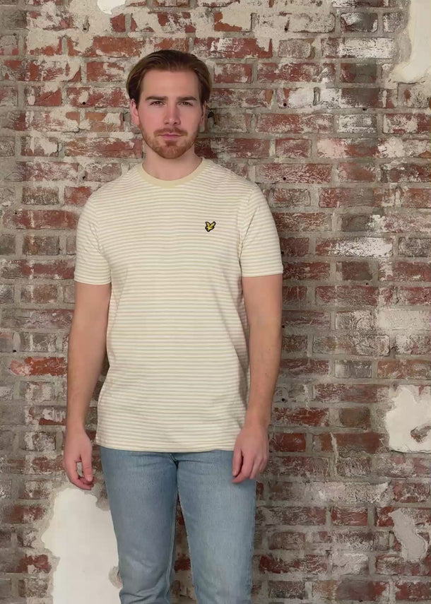 Lyle & Scott T-shirts Linen blend breton stripe t-shirt - luna white