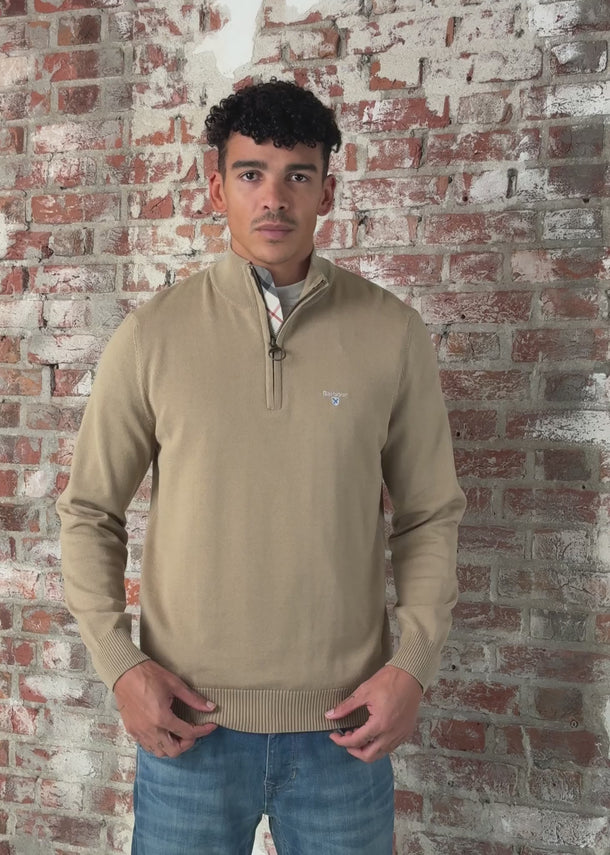 Barbour Truien Barbour lingwood compact cotton half zip sweater - washed stone