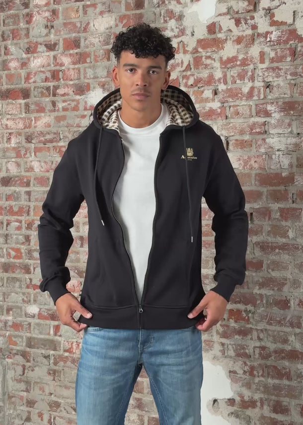 Aquascutum Vesten Full zipped hoodie fleece - black