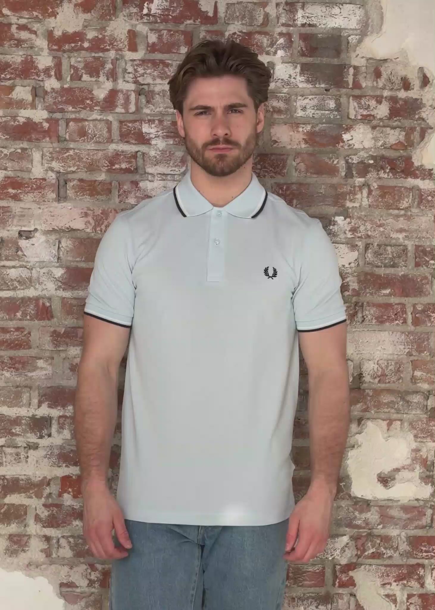 Fred Perry Polo's Twin tipped fred perry polo shirt-Light Ice Snow White Tennisblue