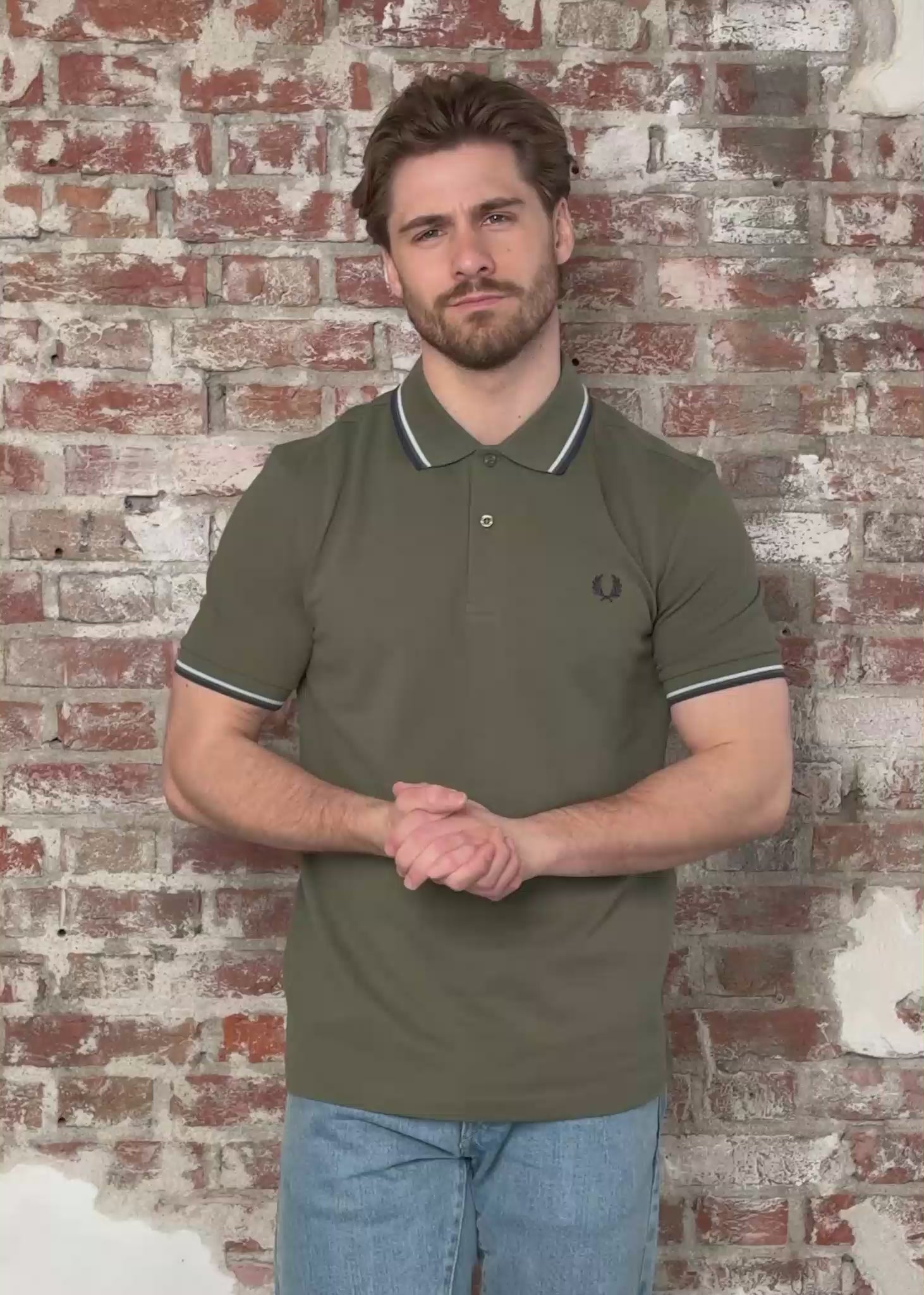 Fred Perry Polo's Twin tipped fred perry polo shirt- Laurel Wreath Green Light Ice
