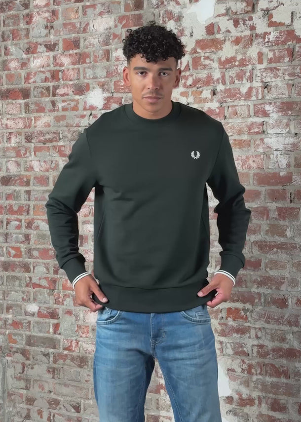 Fred Perry Truien Crew neck sweatshirt - night green snow white