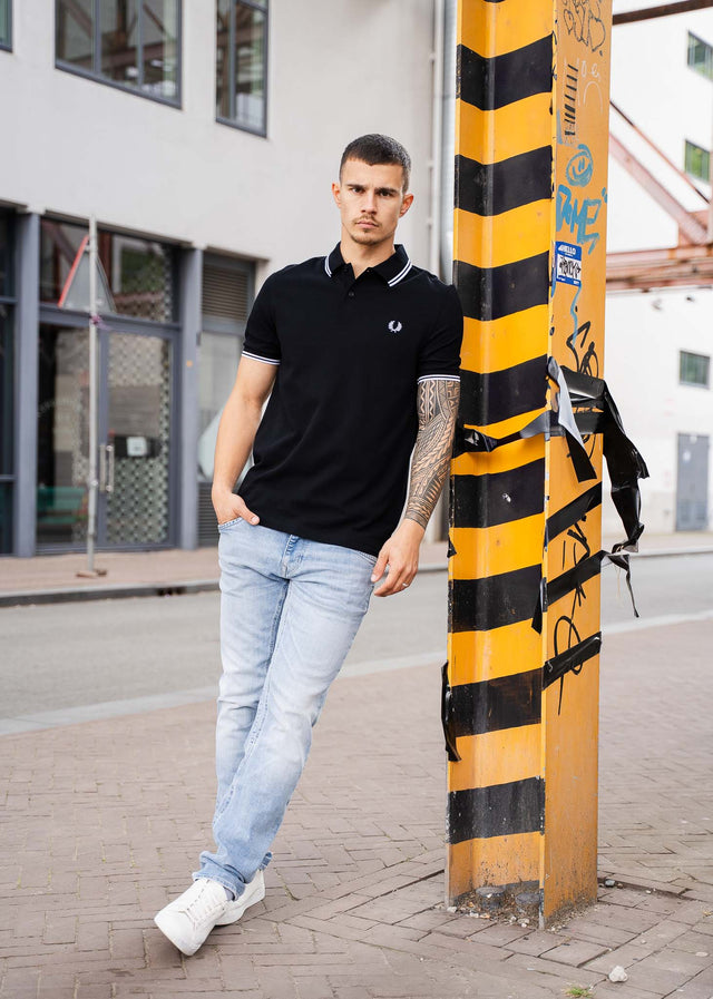 Fred Perry Polos Twin tipped fred perry shirt - black white white