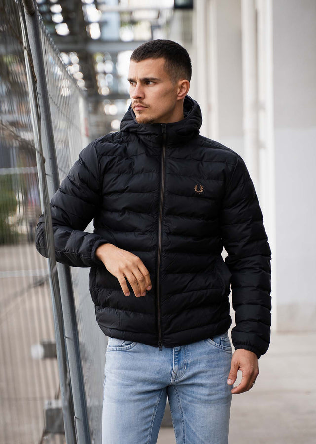 Fred Perry Jackets Hooded insulated jacket - black