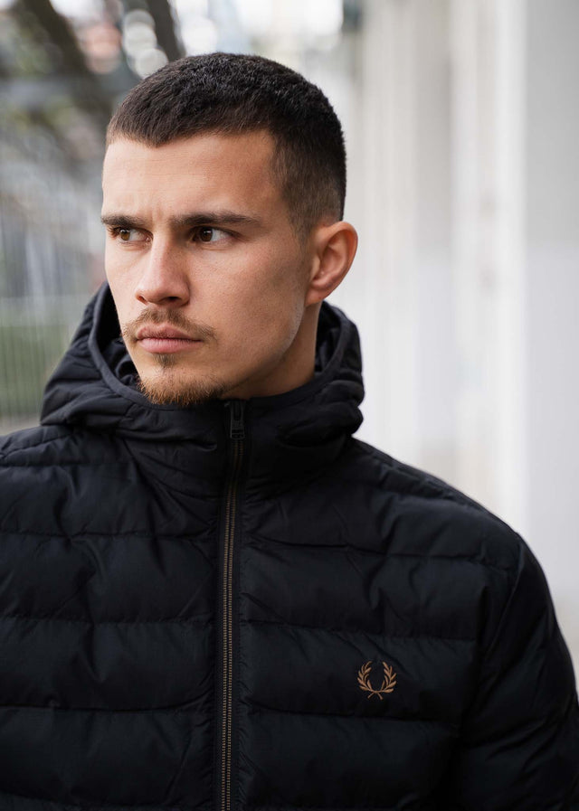 Fred Perry Jackets Hooded insulated jacket - black
