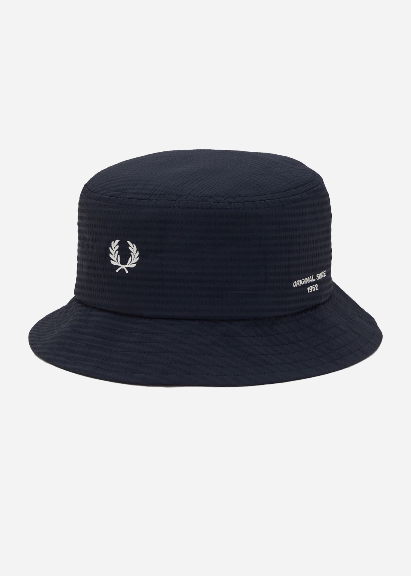Dual branded seersucker bucket hat - navy