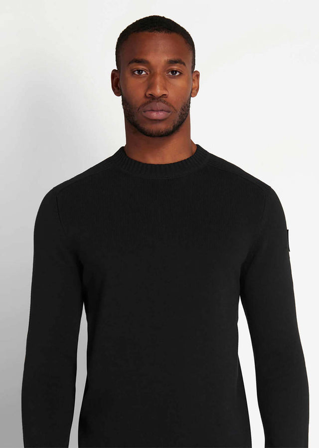 Lyle & Scott Sweaters  Shoulder detail crew neck knit jumper - jet black 