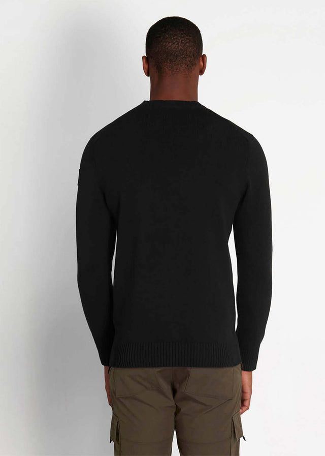 Lyle & Scott Sweaters  Shoulder detail crew neck knit jumper - jet black 