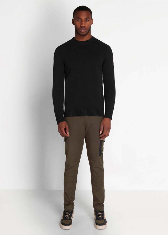 Lyle & Scott Sweaters  Shoulder detail crew neck knit jumper - jet black 