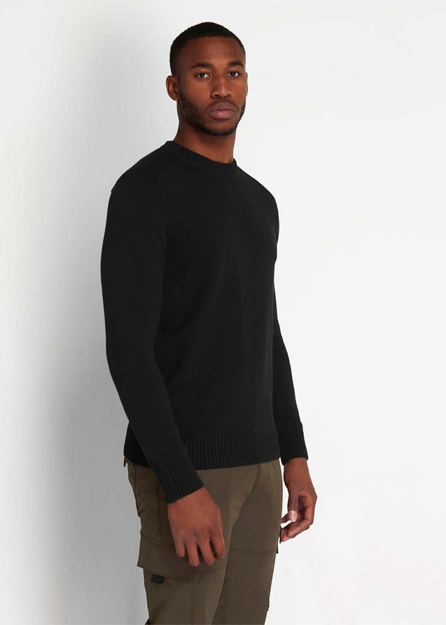 Lyle & Scott Sweaters  Shoulder detail crew neck knit jumper - jet black 