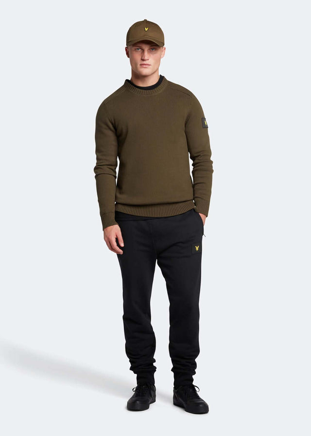 Lyle & Scott Sweaters  Shoulder detail crew neck knit jumper - olive 