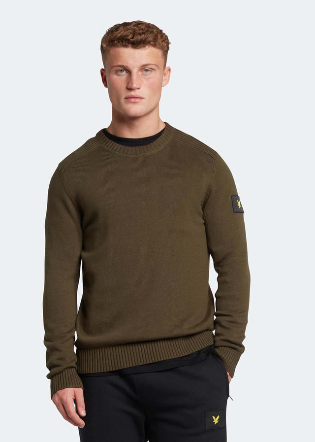 Lyle & Scott Sweaters  Shoulder detail crew neck knit jumper - olive 