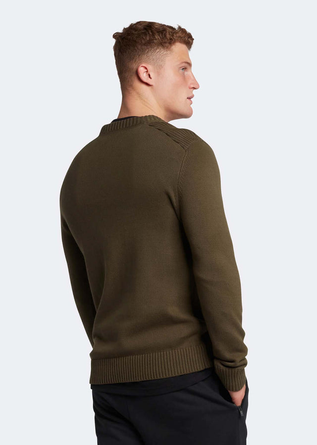 Lyle & Scott Sweaters  Shoulder detail crew neck knit jumper - olive 