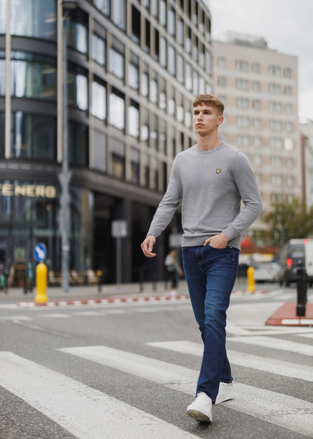 Lyle & Scott Sweaters  Merino crew jumper - mid grey marl 