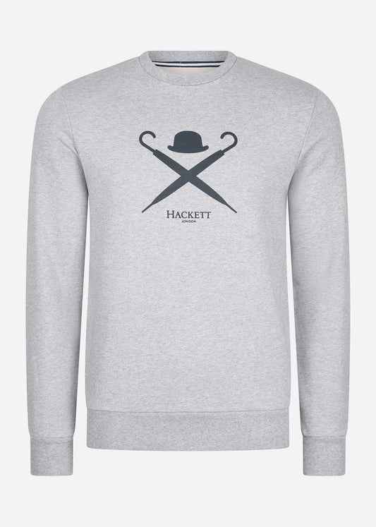 logo sweatshirt trui hackett london light grey marl