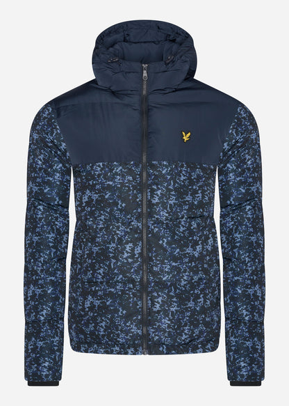 Lyle & Scott Jassen  Earth print wadded jacket - dark navy 