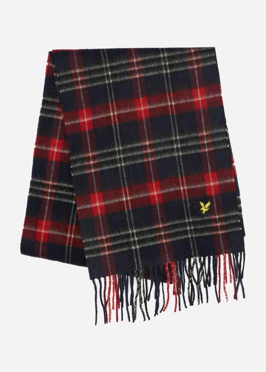 Tartan lambswool scarf - true black