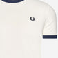 fred perry taped ringer t-shirt snow white