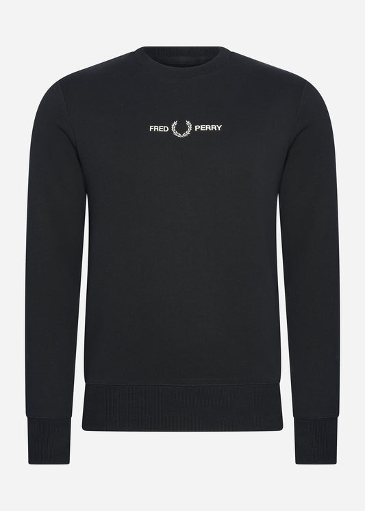 Fred Perry Truien  Embroidered sweatshirt - black 