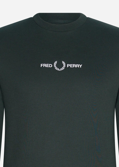 Fred Perry Truien  Embroidered sweatshirt - night green 