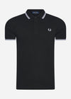 Fred Perry Polo's  Twin tipped fred perry shirt - black white white 