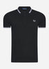 Fred Perry Polo's  Twin tipped fred perry shirt - black white white 