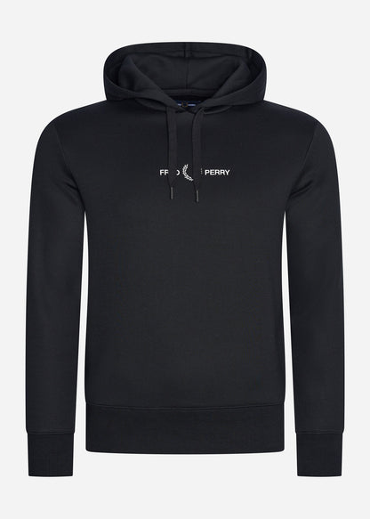 Fred Perry Hoodies  Embroidered hooded sweatshirt - black 