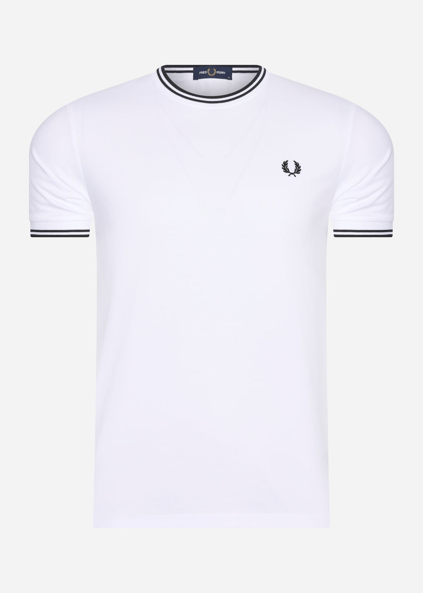 fred perry ringer twin tipped t-shirt wit white