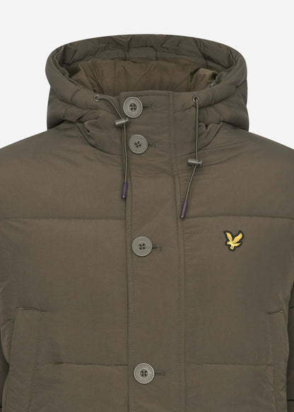 Lyle & Scott Jassen  Heavyweight longline puffer jacket - olive 