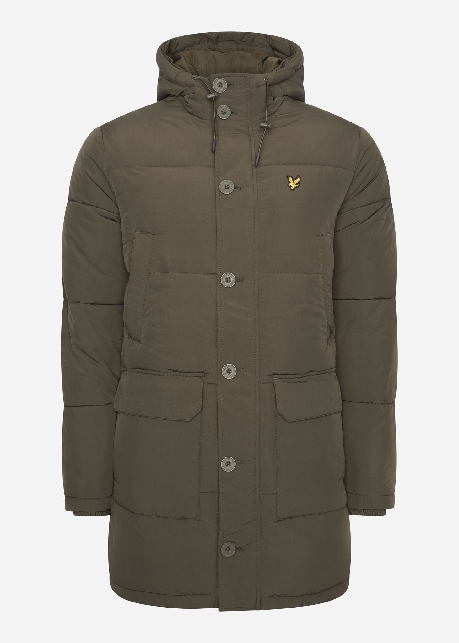 Lyle & Scott Jassen  Heavyweight longline puffer jacket - olive 