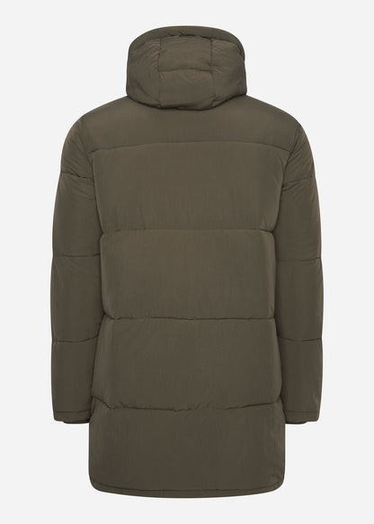 Lyle & Scott Jassen  Heavyweight longline puffer jacket - olive 