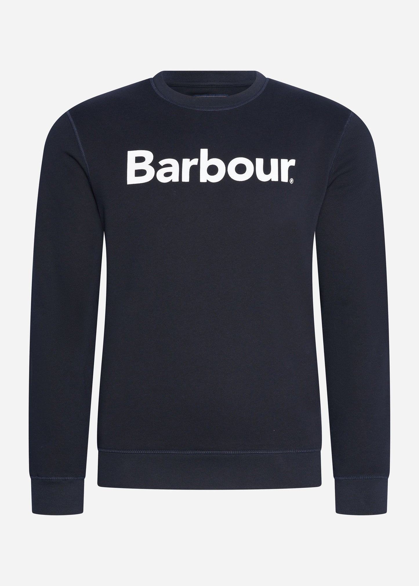 barbour logo crewneck sweater navy