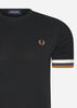 Fred Perry T-shirts  Striped cuff pique t-shirt - black 